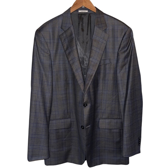 Peter Millar Crown Crafted Wool Blazer Windowpane Plaid Made in Canada - Picture 2 of 12
